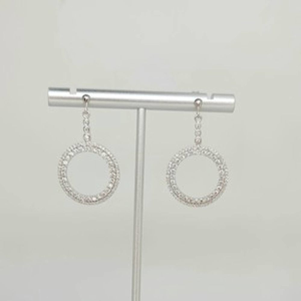 Platinum Plated .925 SS 1.67cttw Diamond  Simulant Circle Earrings - Picture 9 of 9